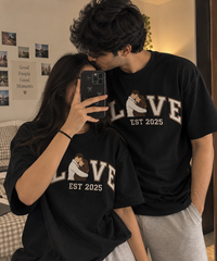 Custom LOVE Portrait Sweatshirt – Personalised Embroidered Couple Sweatshirt