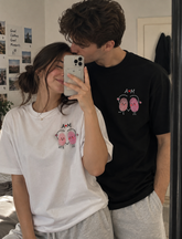 Custom Initials Fingerprint Couple T-Shirts – Personalised Matching Tee