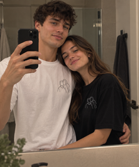 Custom Couple Line Art Embroidery T-Shirt