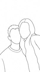 Custom Couple Line Art Embroidery T-Shirt