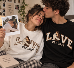 Custom LOVE Portrait Sweatshirt – Personalised Embroidered Couple Sweatshirt