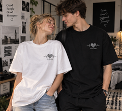Custom Date Fingerprint Heartbeat T-Shirts – Personalised Couple Matching Tee