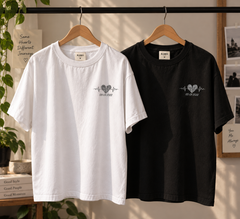 Custom Date Fingerprint Heartbeat T-Shirts – Personalised Couple Matching Tee