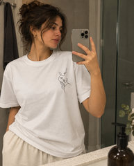 Couple Line Art Embroidery T-Shirt